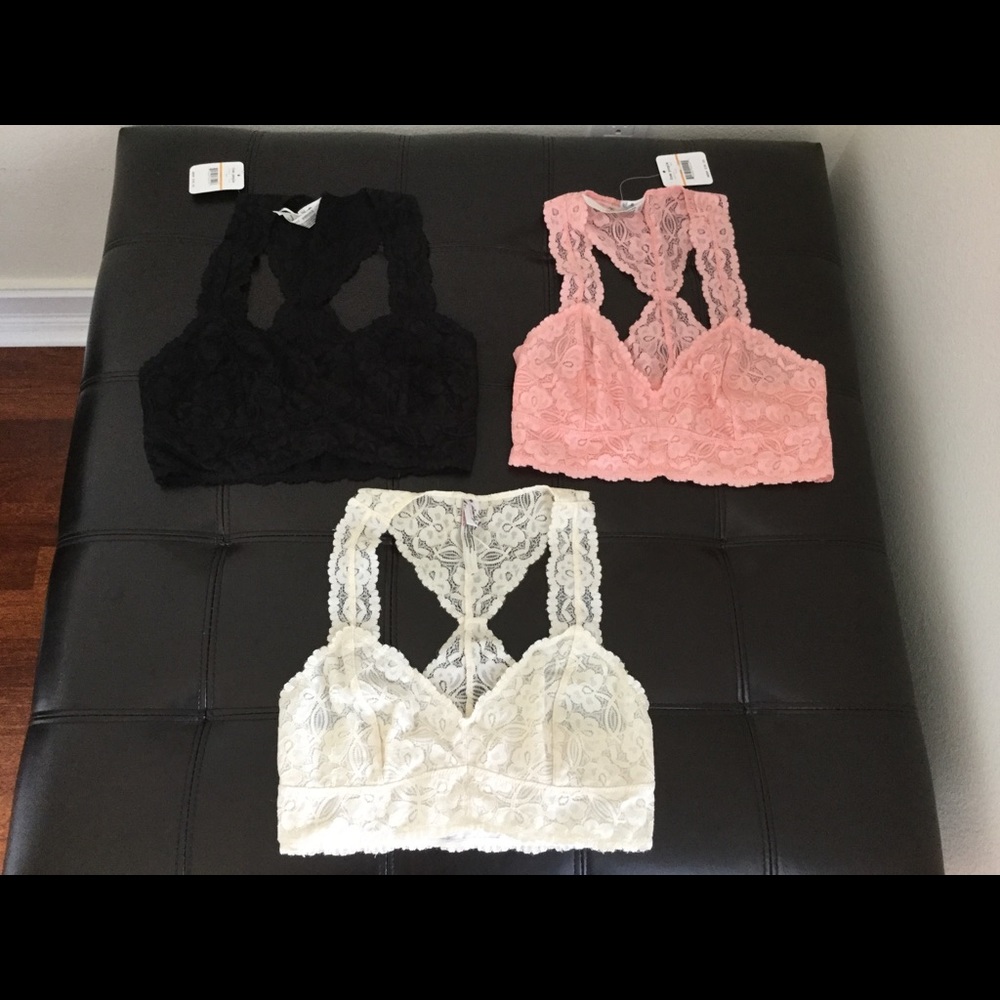 W/Tags 3 Bundle Free People Intimately Lace Bralette S
